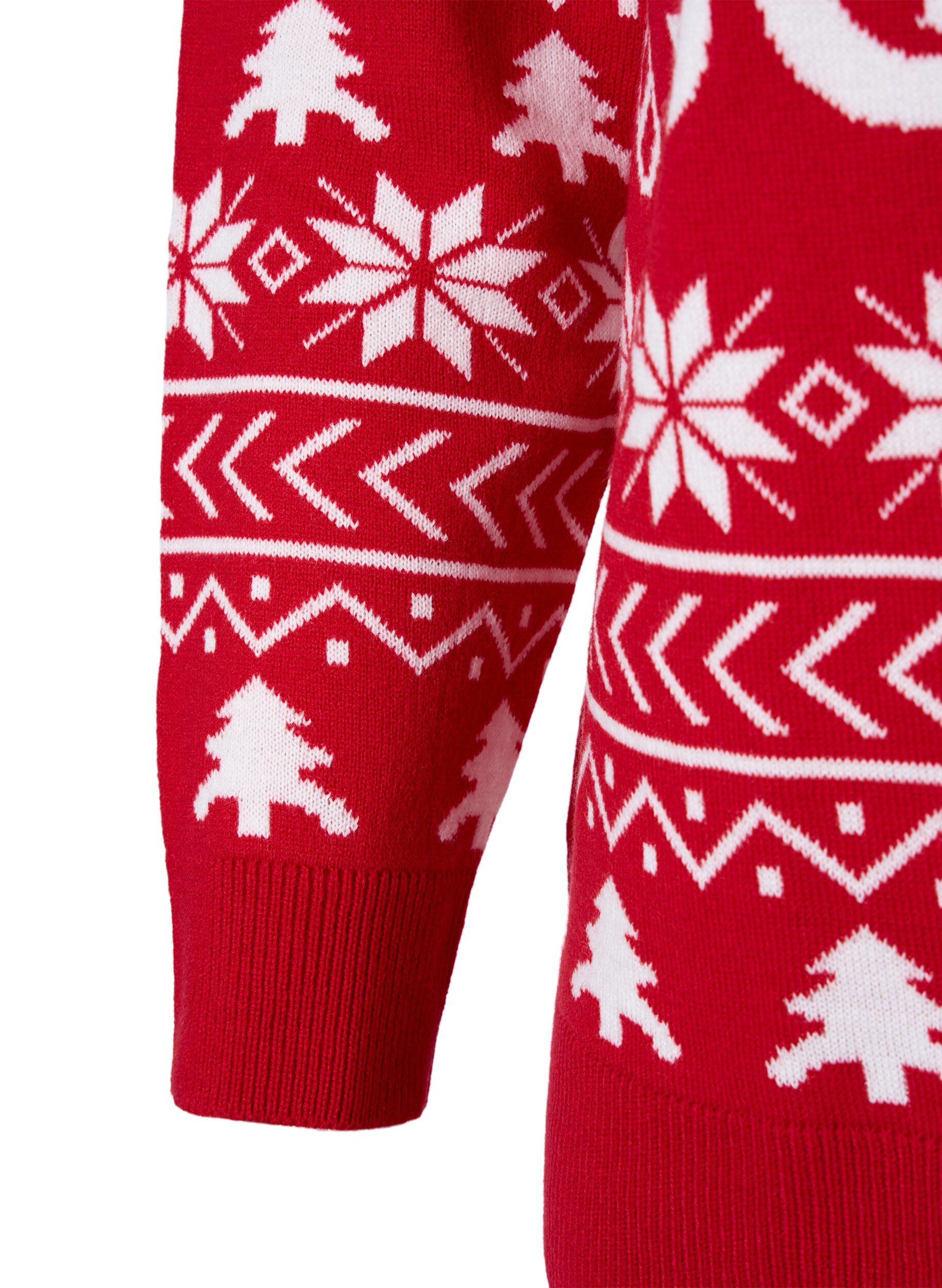 Zizzi Pullover mit Weihnachtsmuster, Tango Red, Packshot image number 3