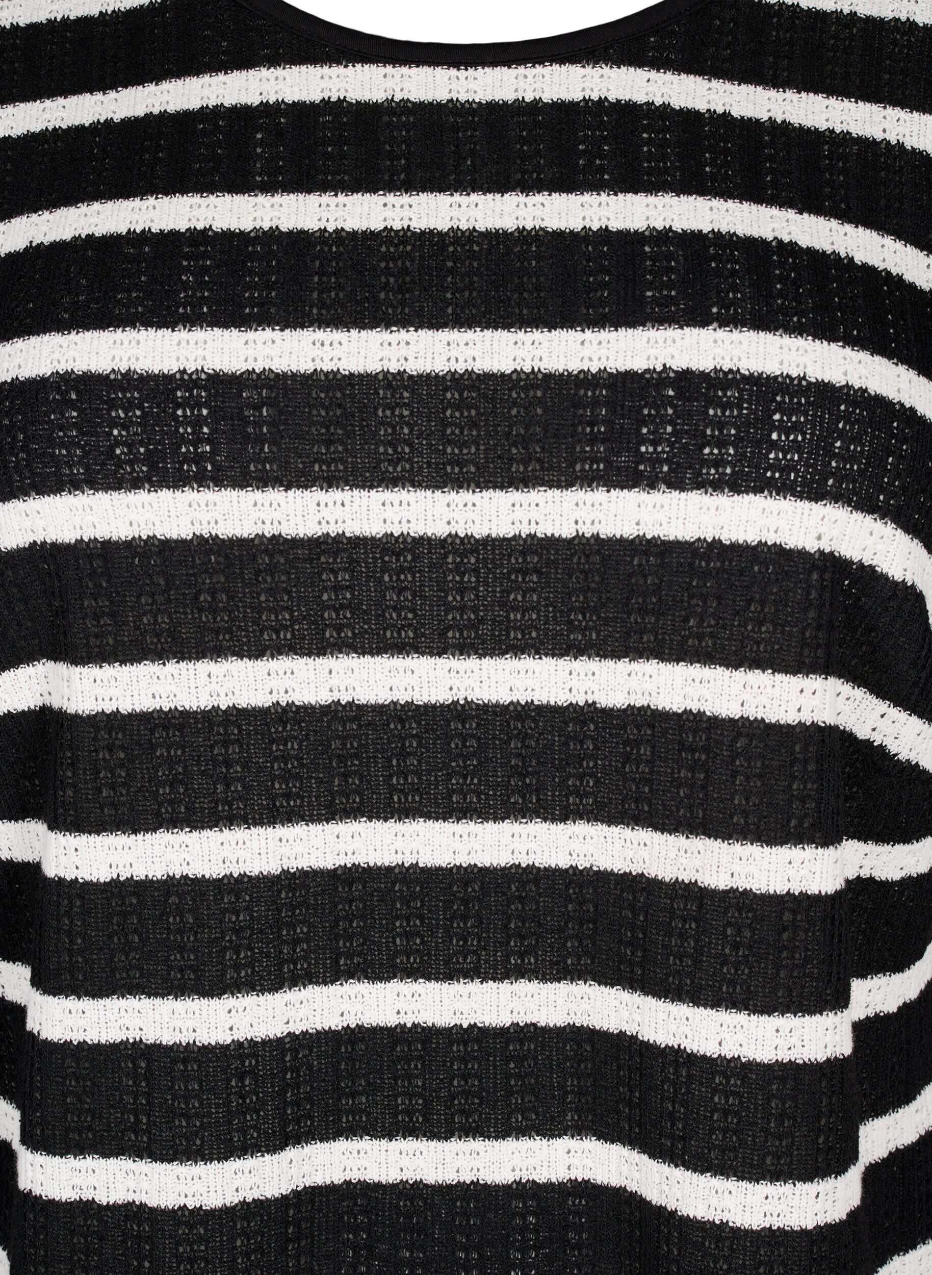 Zizzi Bluse mit Streifen und langen &Auml;rmeln, Black Sand Stripe, Packshot image number 2