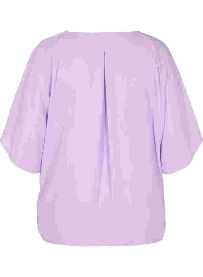 Bluse mit V-Ausschnitt und Fledermausärmeln, Lavendula, Packshot image number 1