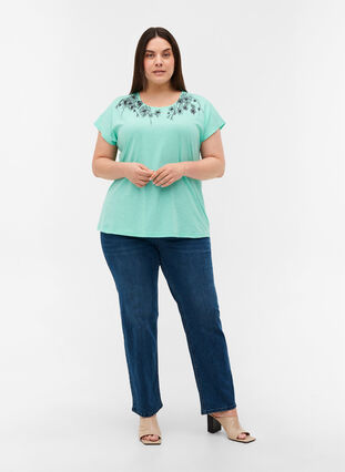 T-Shirt aus Baumwolle mit Printdetails, Cabbage FLOWER, Model image number 2