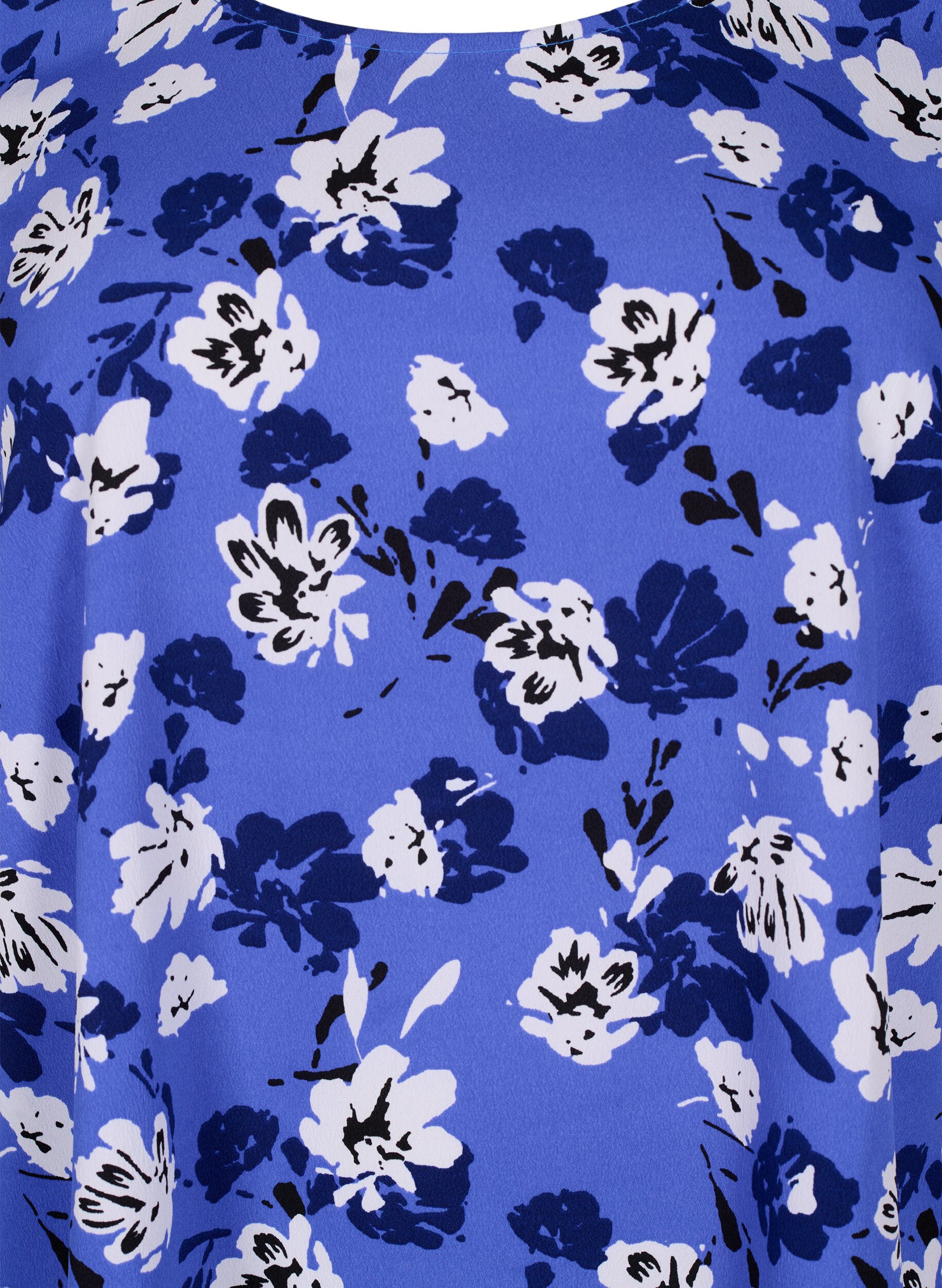 Zizzi FLASH &ndash; Kurz&auml;rmelige Bluse mit Print, Amparo Blue Flower, Packshot image number 2