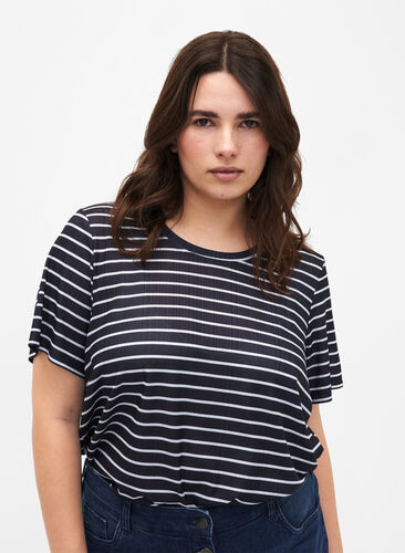 FLASH – T-Shirt mit Streifen, Night S. W. Stripe, Model image number 0