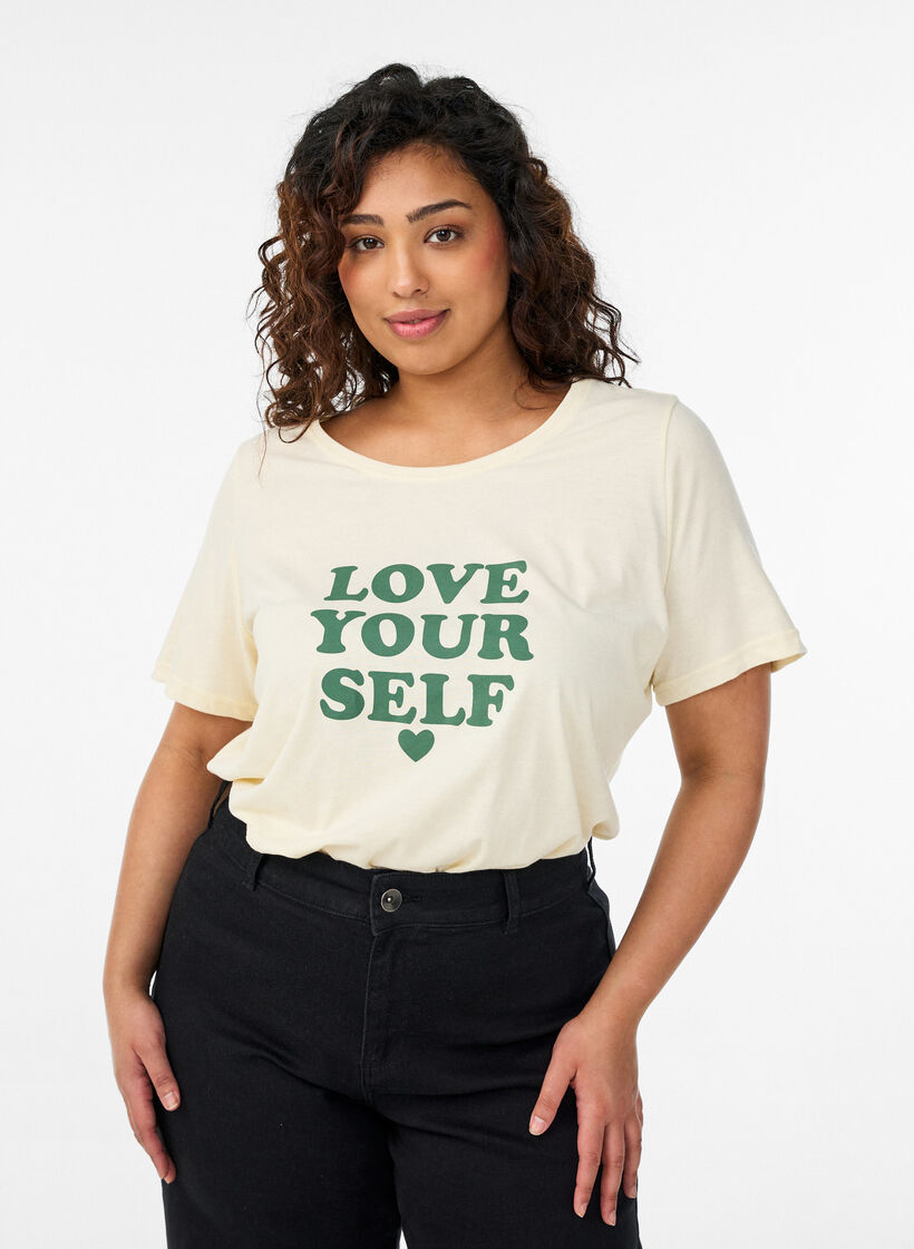 T-Shirt mit Print, Gelb, Model image number 0