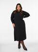 Midi-Kleid mit welliger Struktur und langen &Auml;rmeln, Schwarz, Model image number 0