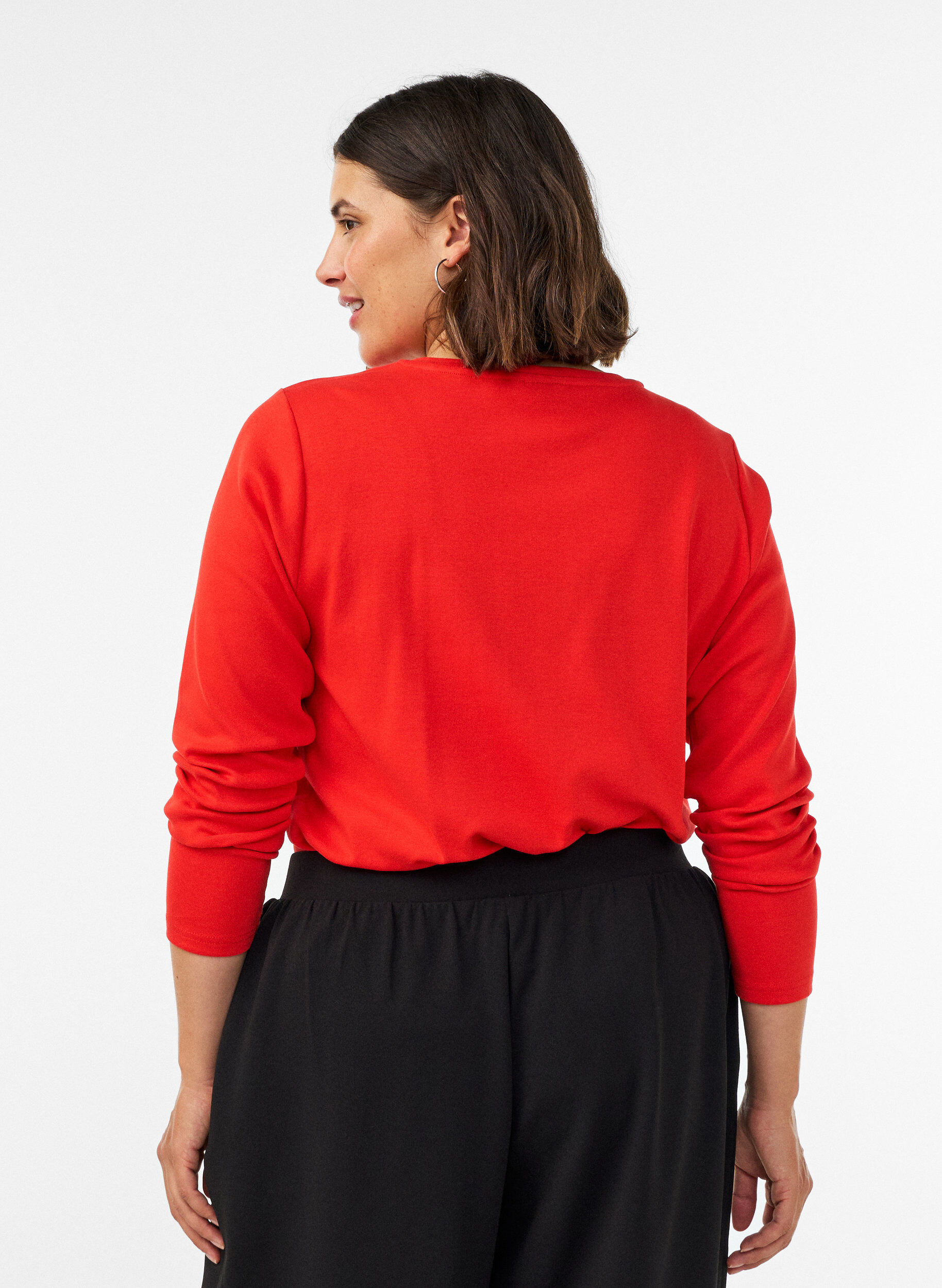 ZizziLangarm-Basic-T-Shirt mit Rundhalsausschnitt, Rot, Model image number 2