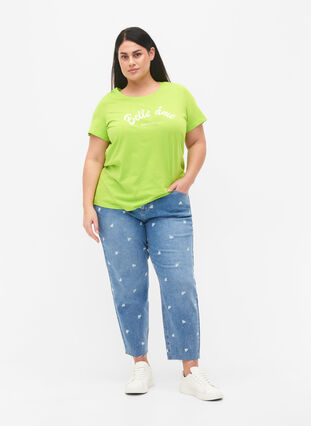 T-Shirt aus Baumwolle mit Druck, Lime Green w. Bella, Model image number 2