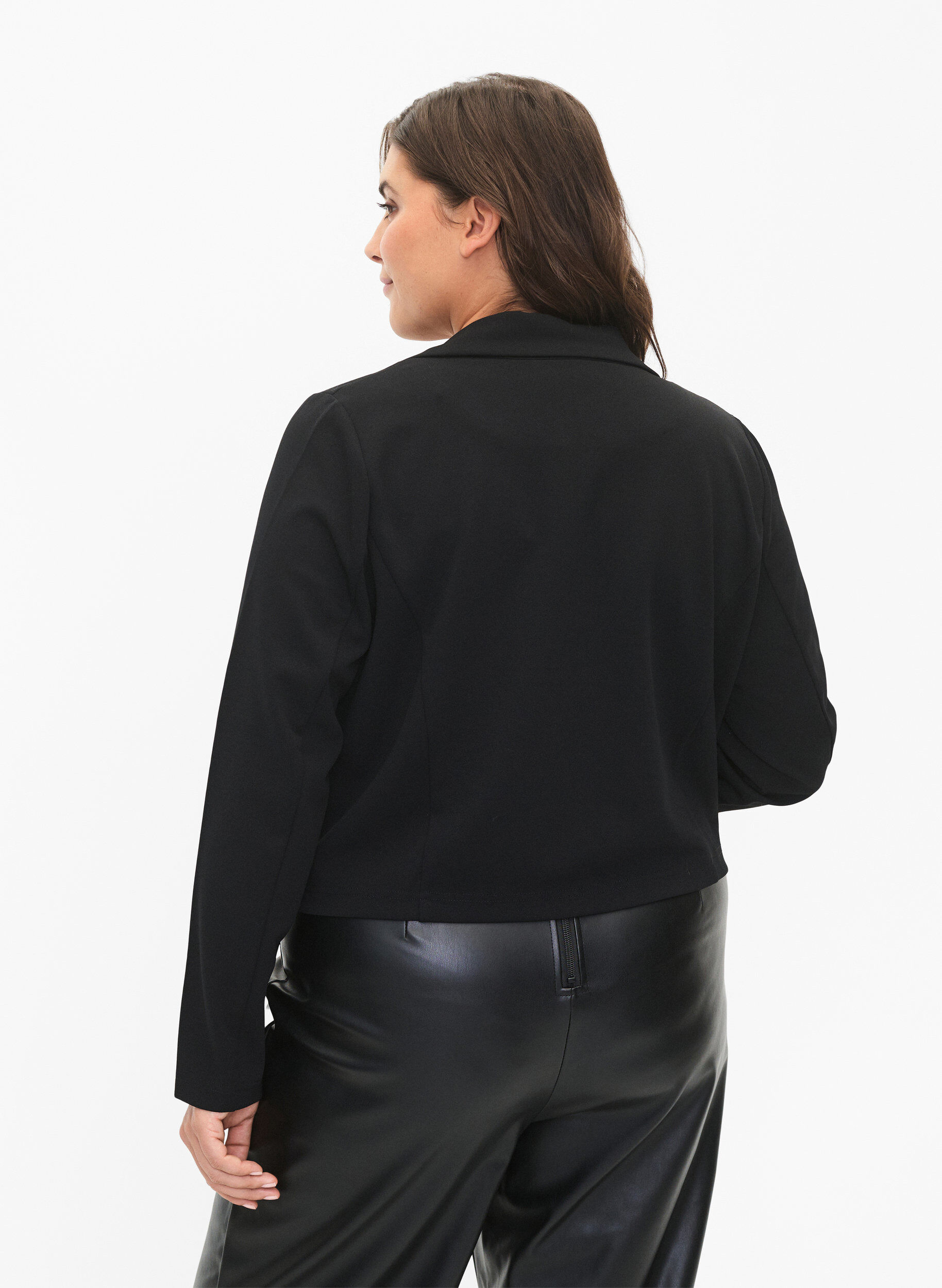 Zizzi Kurzer Blazer mit Knopf, Black, Model image number 1
