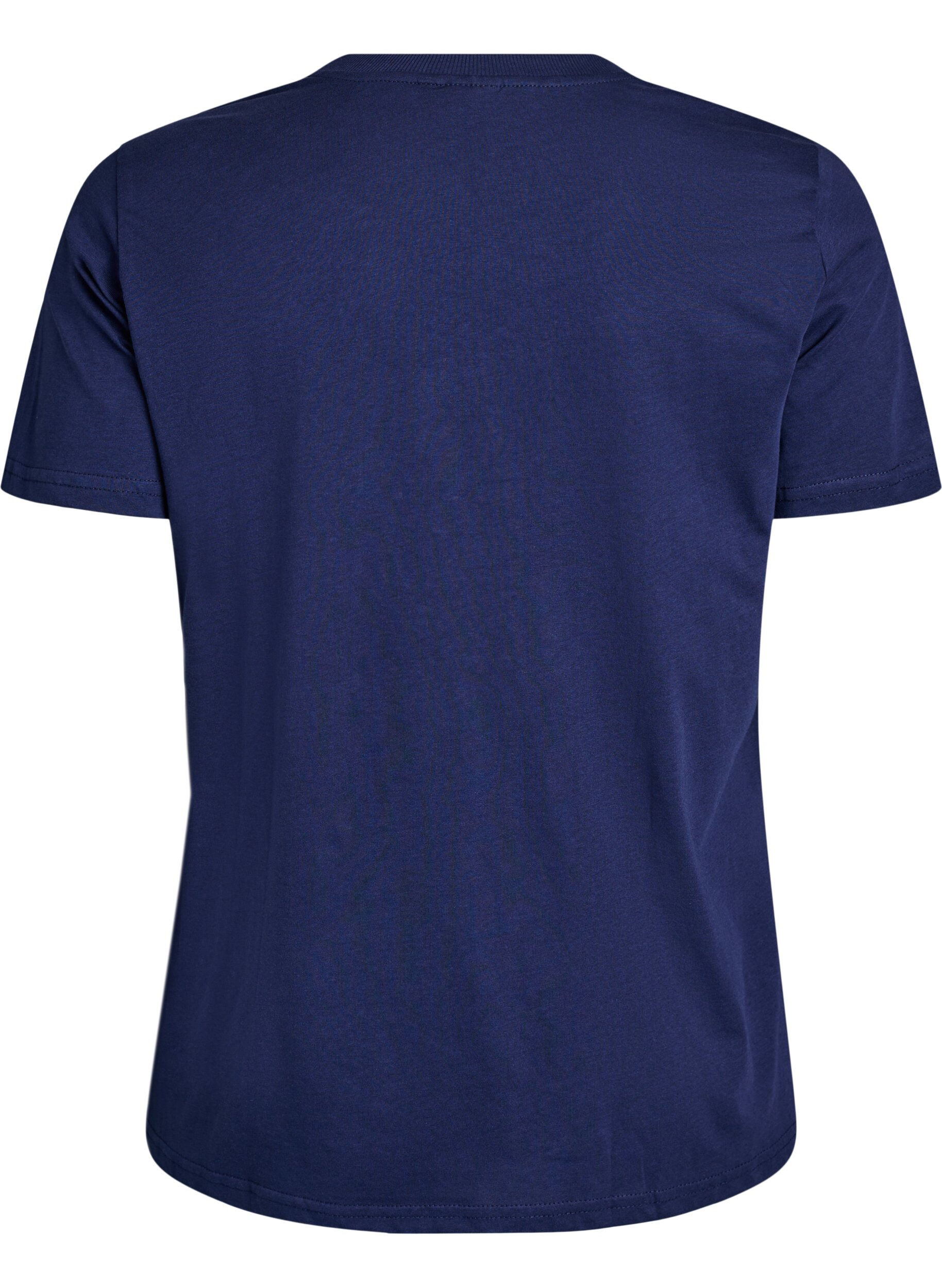 Zizzi Basic-T-Shirt aus Baumwolle mit Rundhalsausschnitt, Blau, Packshot image number 1