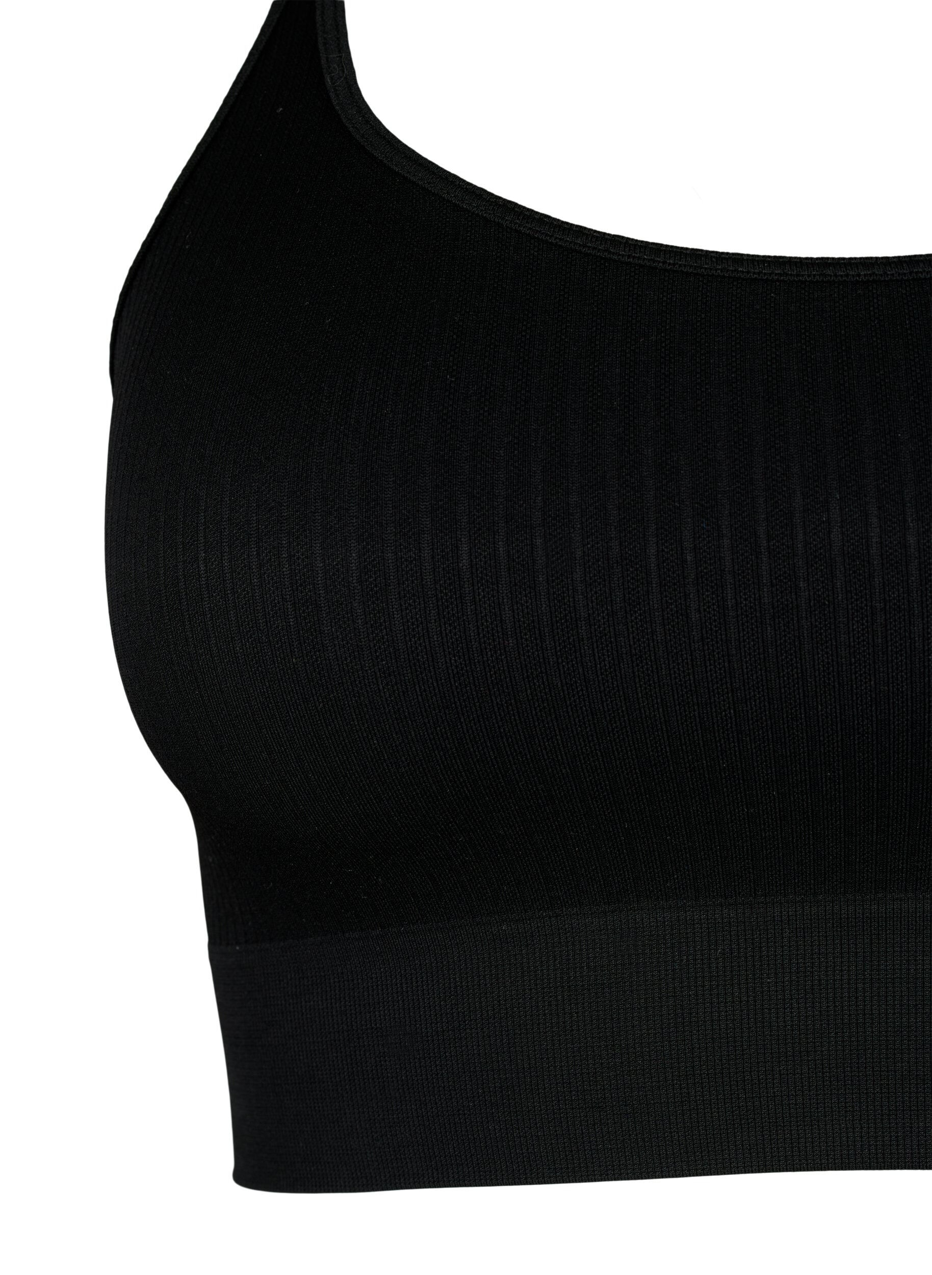 Zizzi Seamless Sport-BH in Ripp-Qualit&auml;t, Black, Packshot image number 2