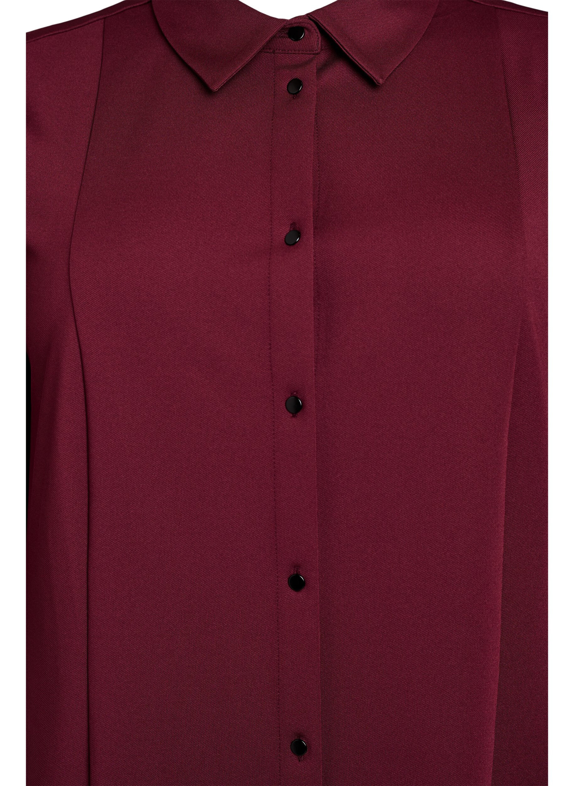 Zizzi Kurzes Hemdblusenkleid aus Baumwolle mit 3/4-&Auml;rmeln, Rot, Packshot image number 2