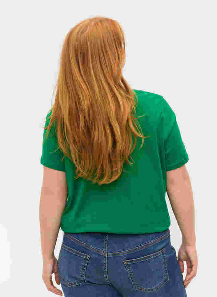 Kurzärmeliges Baumwoll-T-Shirt mit Textdruck, Jolly Green, Model image number 1