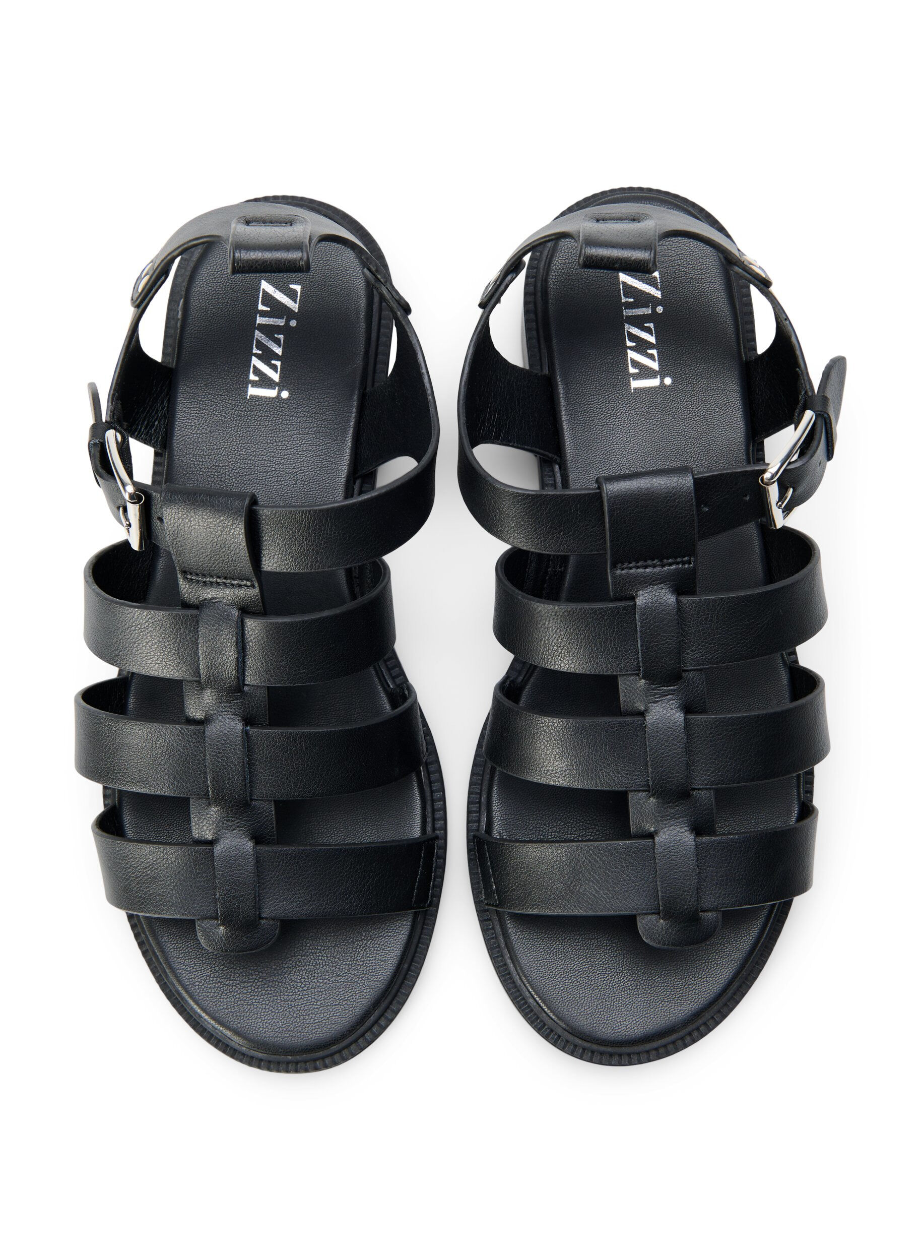 Zizzi Wide Fit Sandalen aus Leder, Schwarz, Packshot image number 2