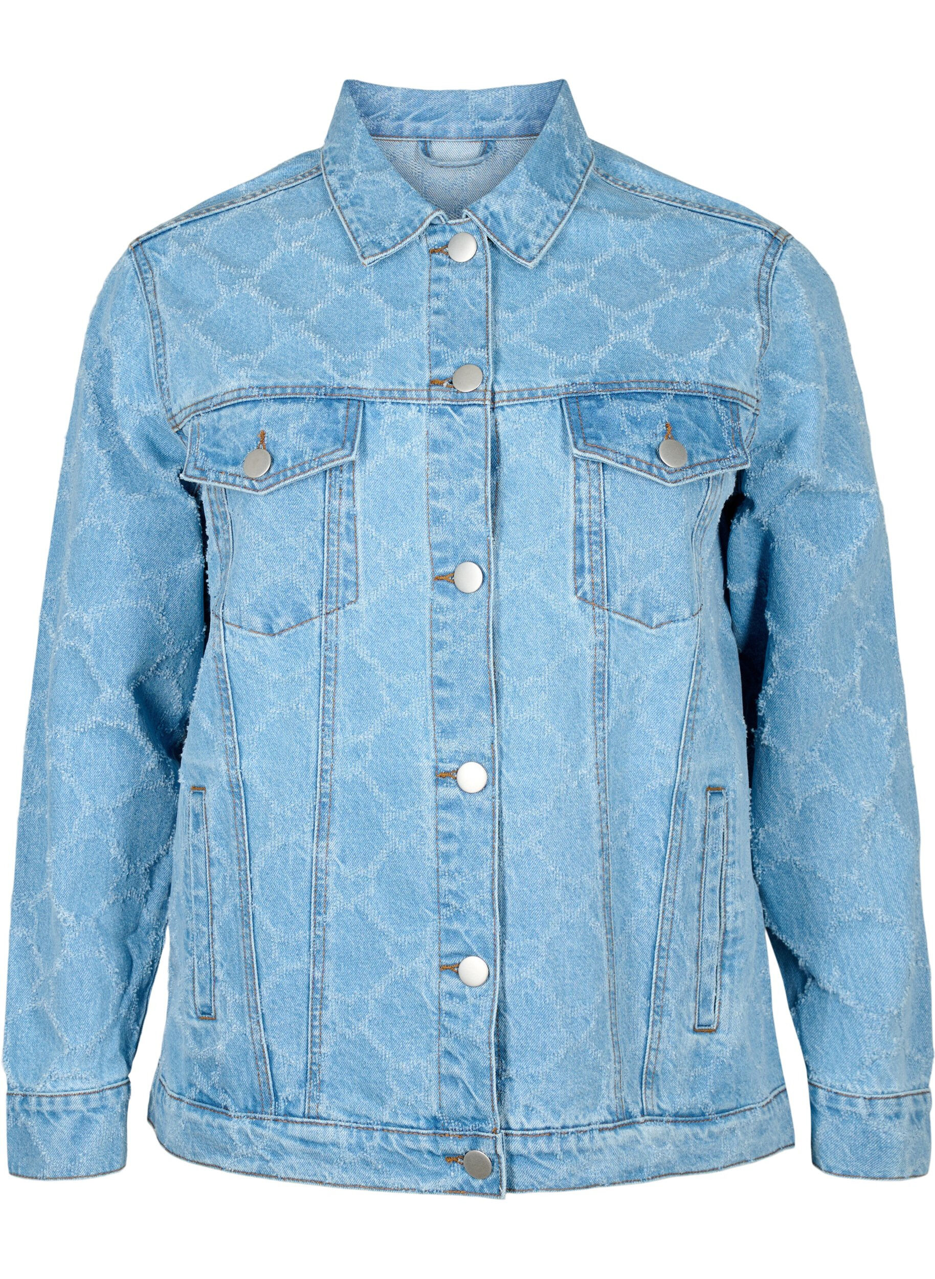 Zizzi Denim-Jacke mit Destroyed-Muster, Blue denim, Packshot image number 0
