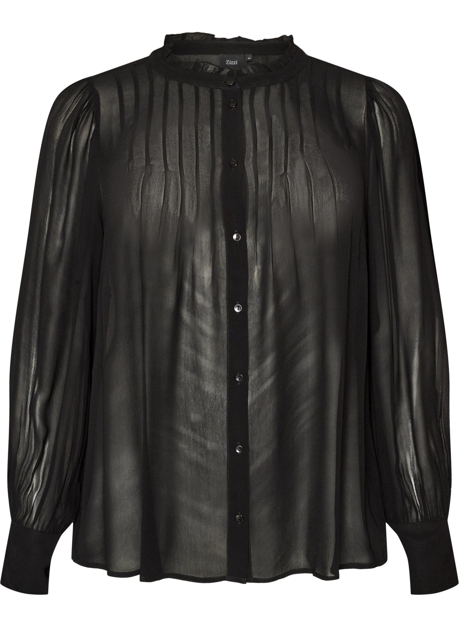 Bluse aus Viskose mit R&uuml;schenkragen