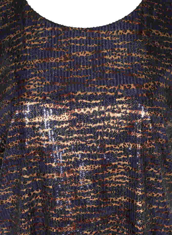 Kurzarm Paillettenkleid mit Rundhalsausschnitt, Blue Brown Sequins, Packshot image number 2