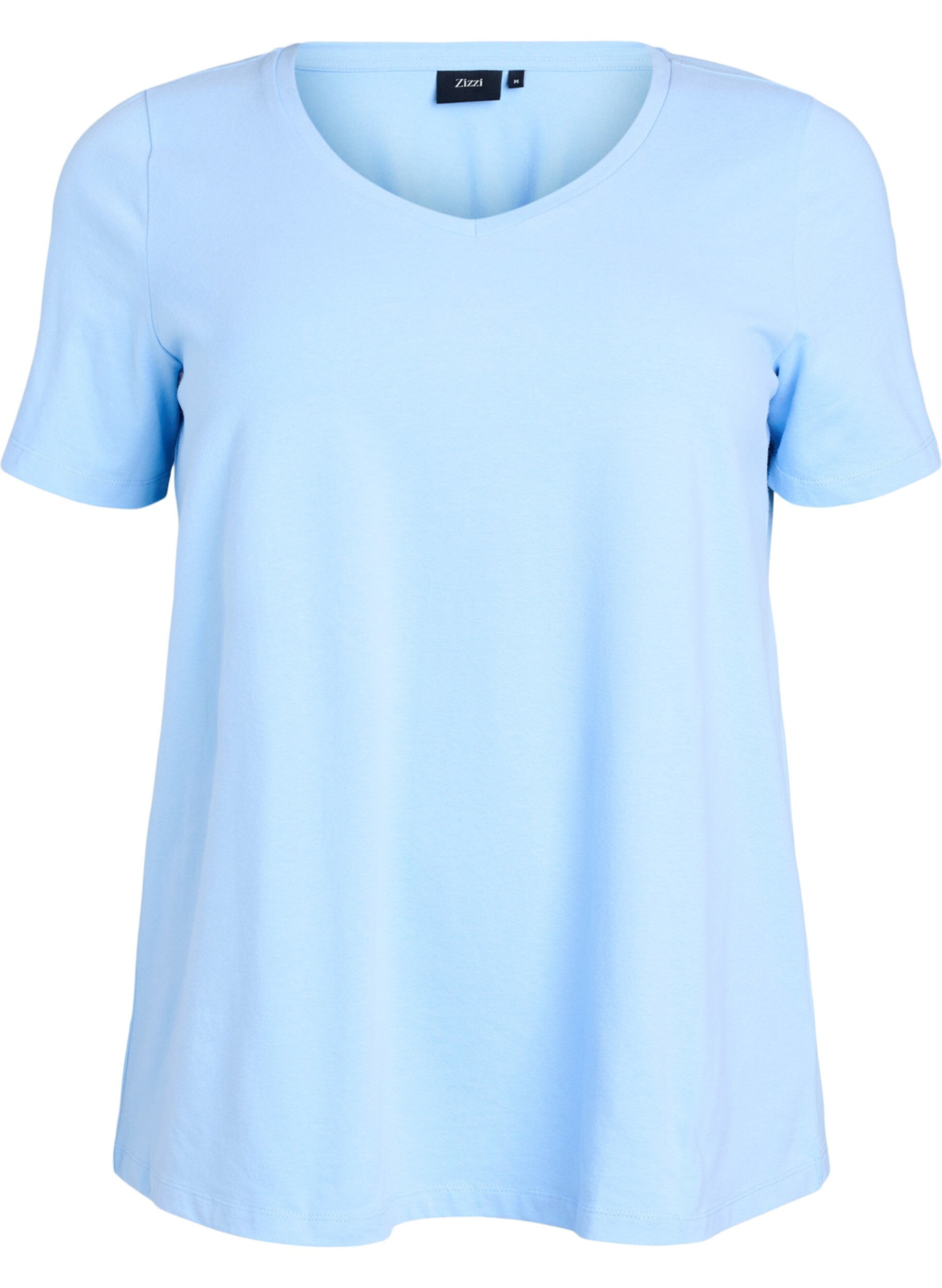 Zizzi Einfarbiges Basic-T-Shirt aus Baumwolle, Blau, Packshot image number 0