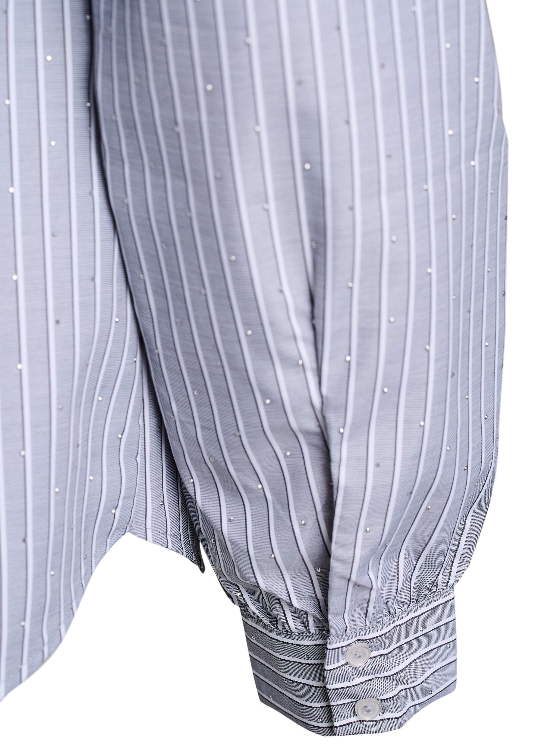 Zizzi Bluse mit Streifen und Nieten, Schwarz, Packshot image number 3