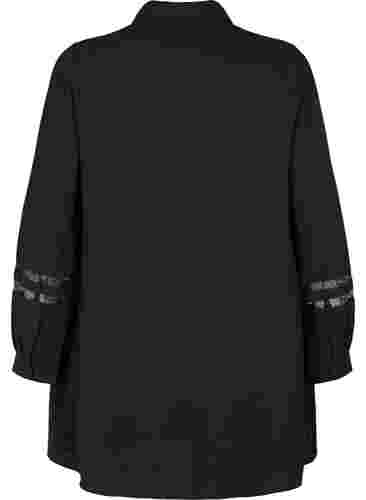 Langes Shirt mit Spitzendetails, Black, Packshot image number 1
