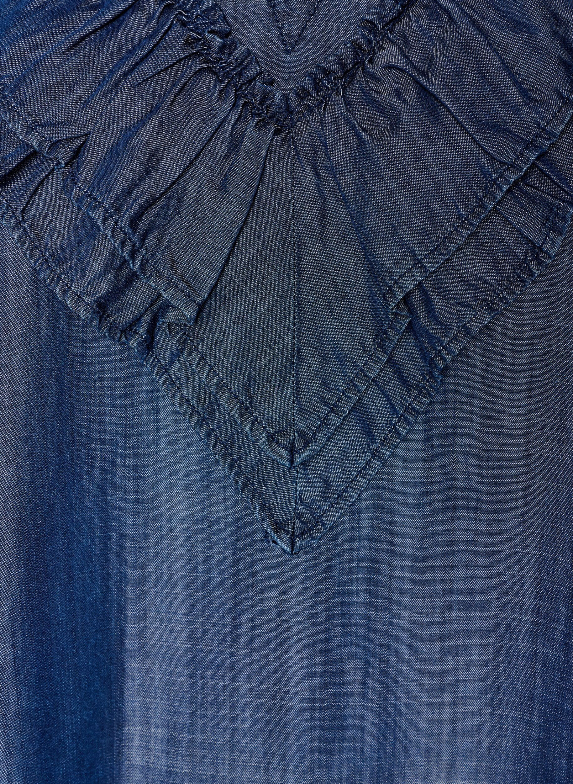 ZizziKurzes Kleid im Denim-Look mit R&uuml;schen, Blau, Packshot image number 2