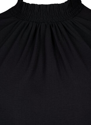 Einfarbige gesmokte Bluse mit langen Ärmeln, Black, Packshot image number 2