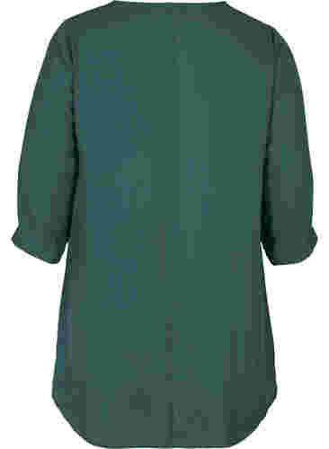 Bluse mit 3/4 Ärmeln und V-Ausschnitt, Trekking Green, Packshot image number 1
