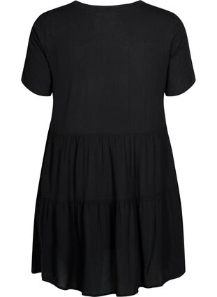 Kurzarm-Kleid aus Viskose mit A-Linie, Black, Packshot image number 1