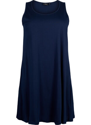 Ärmelloses Kleid aus Baumwolle mit A-Linie, Navy Blazer solid, Packshot image number 0
