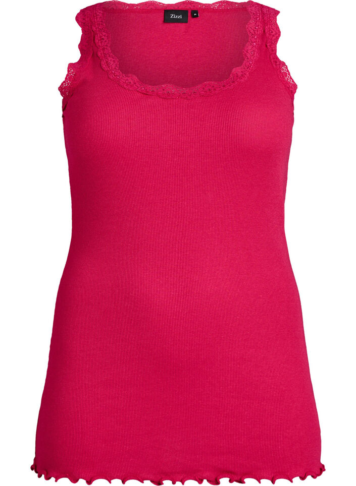Top mit Spitzen, Pink, Packshot image number 0