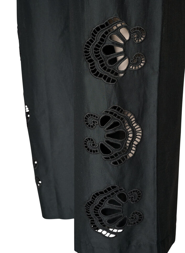 Hose aus Baumwolle mit bestickten Cut-outs, Schwarz, Packshot image number 3