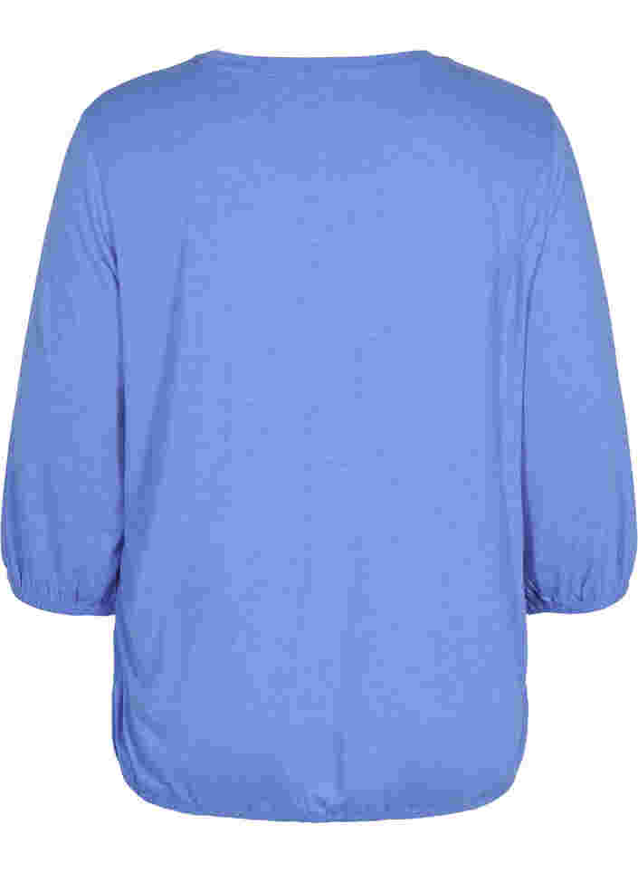 Einfarbige Bluse mit 3/4-Ärmel, Ultramarine Mel, Packshot image number 1