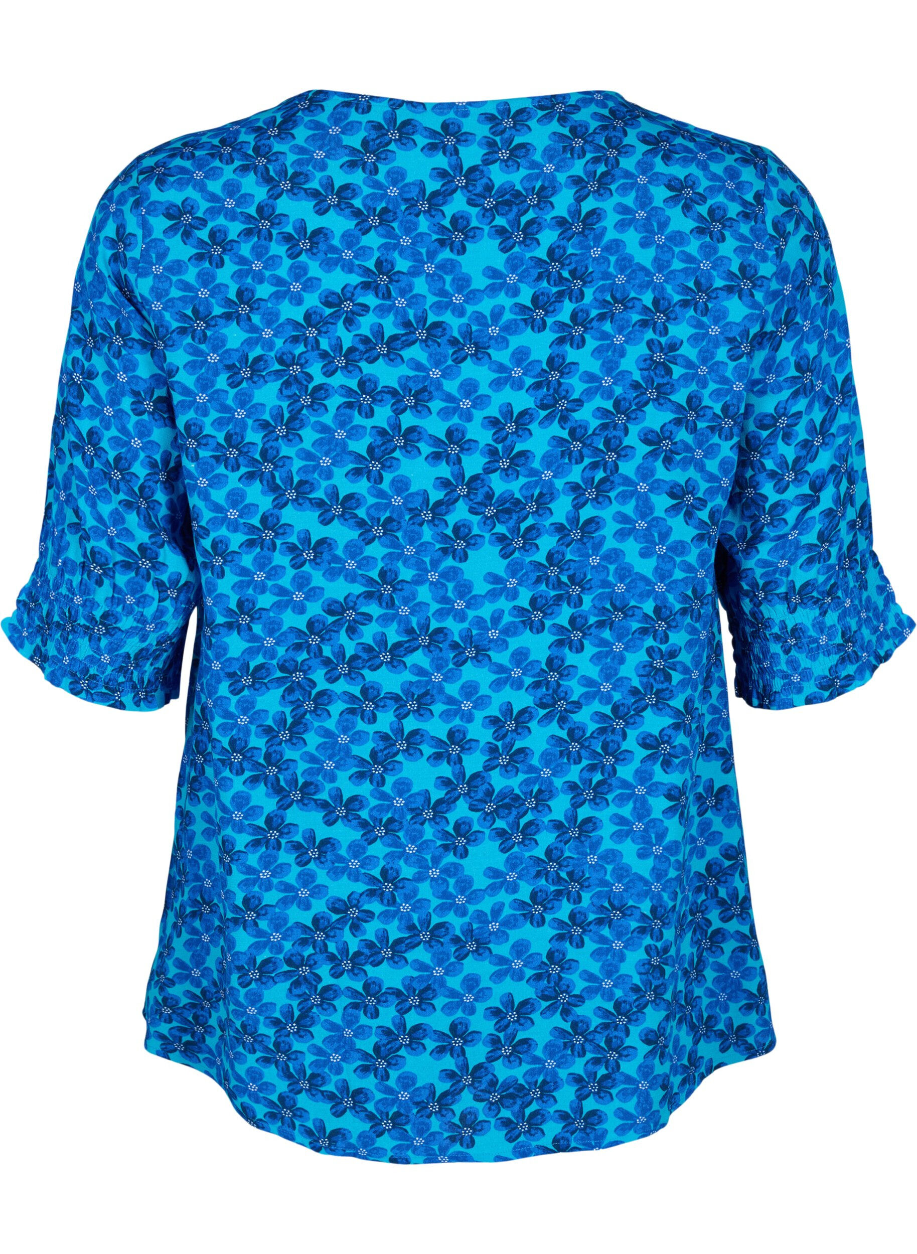 Zizzi  Viskosebluse mit Kn&ouml;pfen, Blue Small Flower, Packshot image number 1