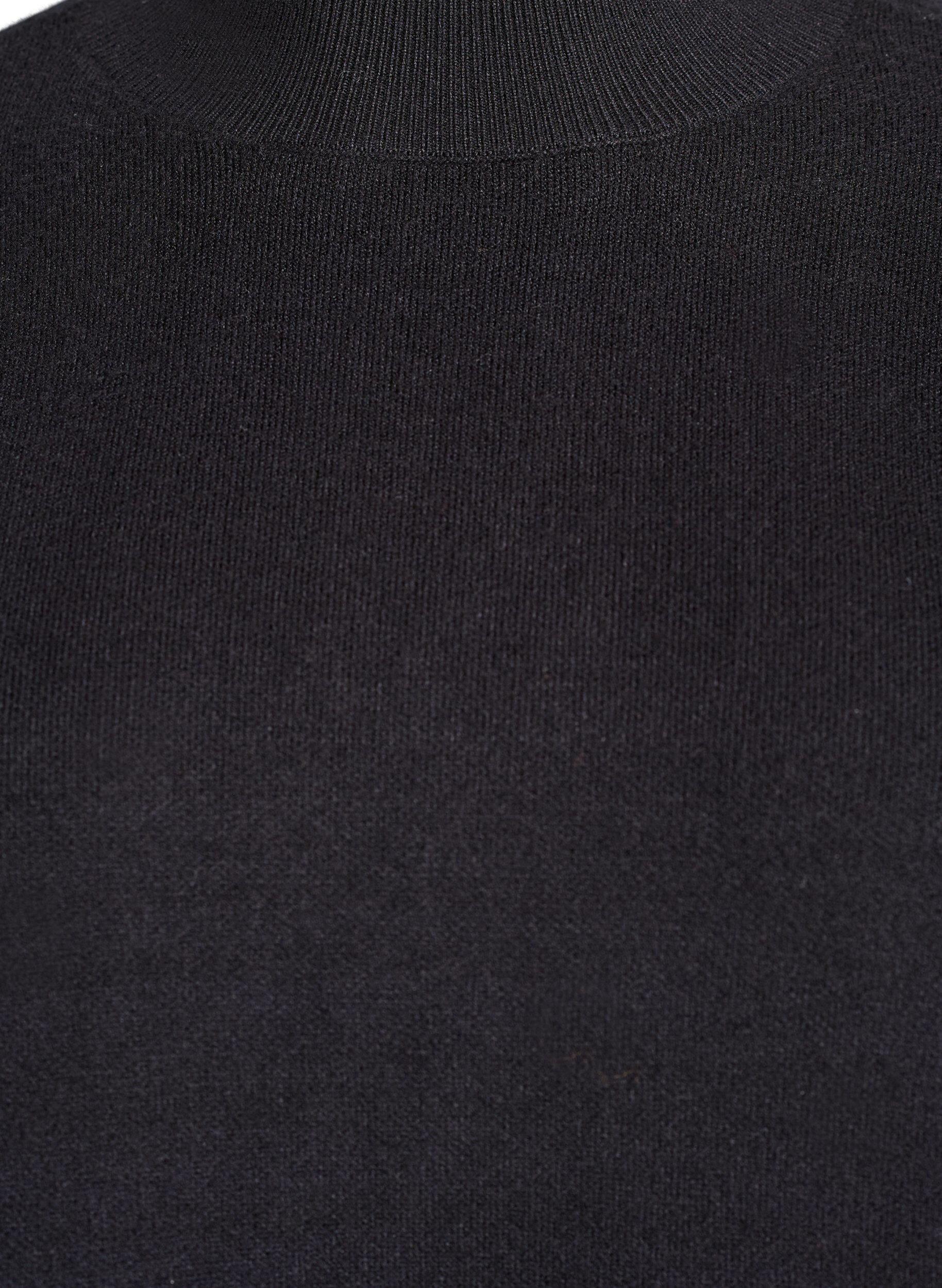 Zizzi Strickbluse mit hohem Kragen, Schwarz, Packshot image number 2