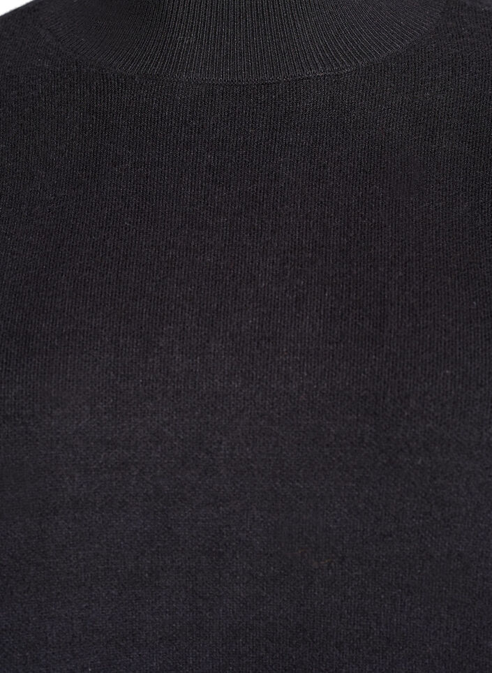 Strickbluse mit hohem Kragen, Schwarz, Packshot