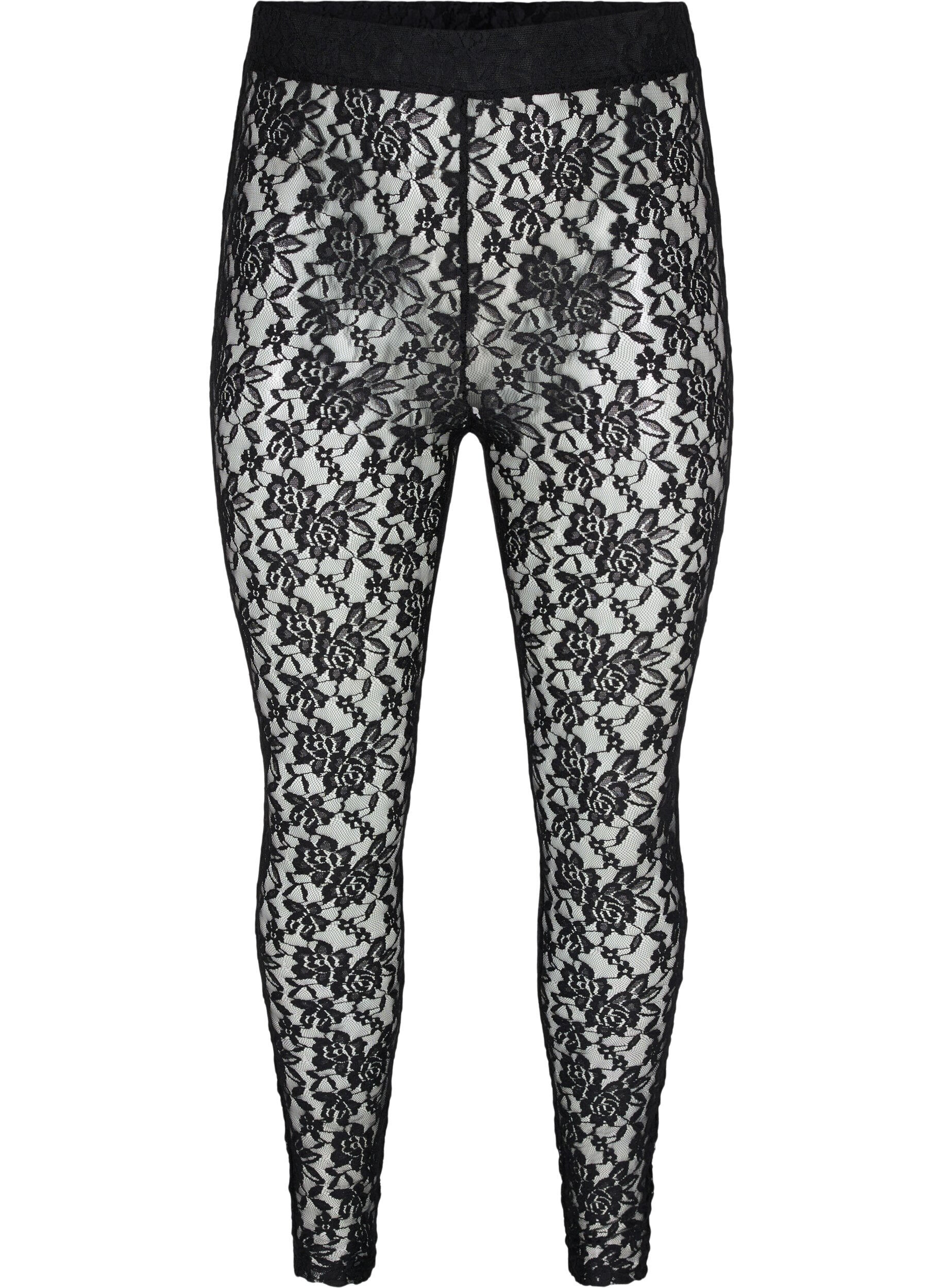 Zizzi Spitzenleggings, Black, Packshot image number 0