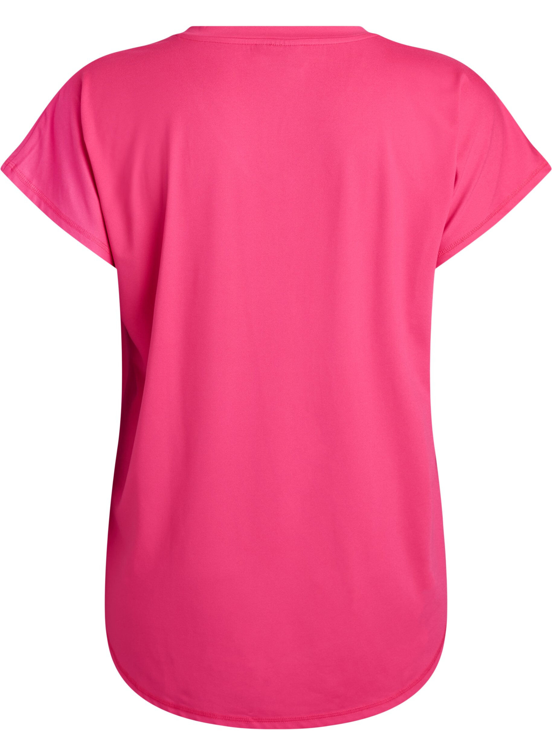 Zizzi Kurzarm Trainingsshirt mit V-Ausschnitt, Pink, Packshot image number 1