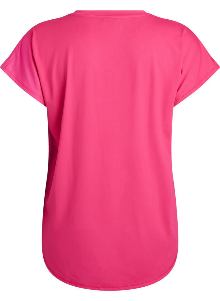 Kurzarm Trainingsshirt mit V-Ausschnitt, Pink, Packshot image number 1