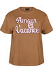 T-Shirt aus 100% Baumwolle mit kurzen &Auml;rmeln und Print, Braun, Packshot image number 0
