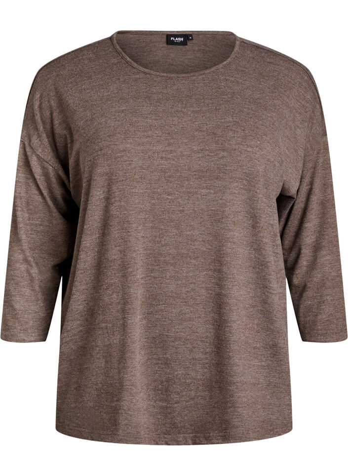 Bluse aus Jersey mit 3/4-&Auml;rmeln, Braun, Packshot image number 0