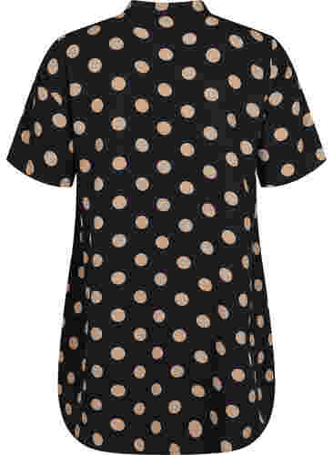 FLASH - Geblümte Tunika mit kurzen Ärmeln, Black Brown Dot, Packshot image number 1