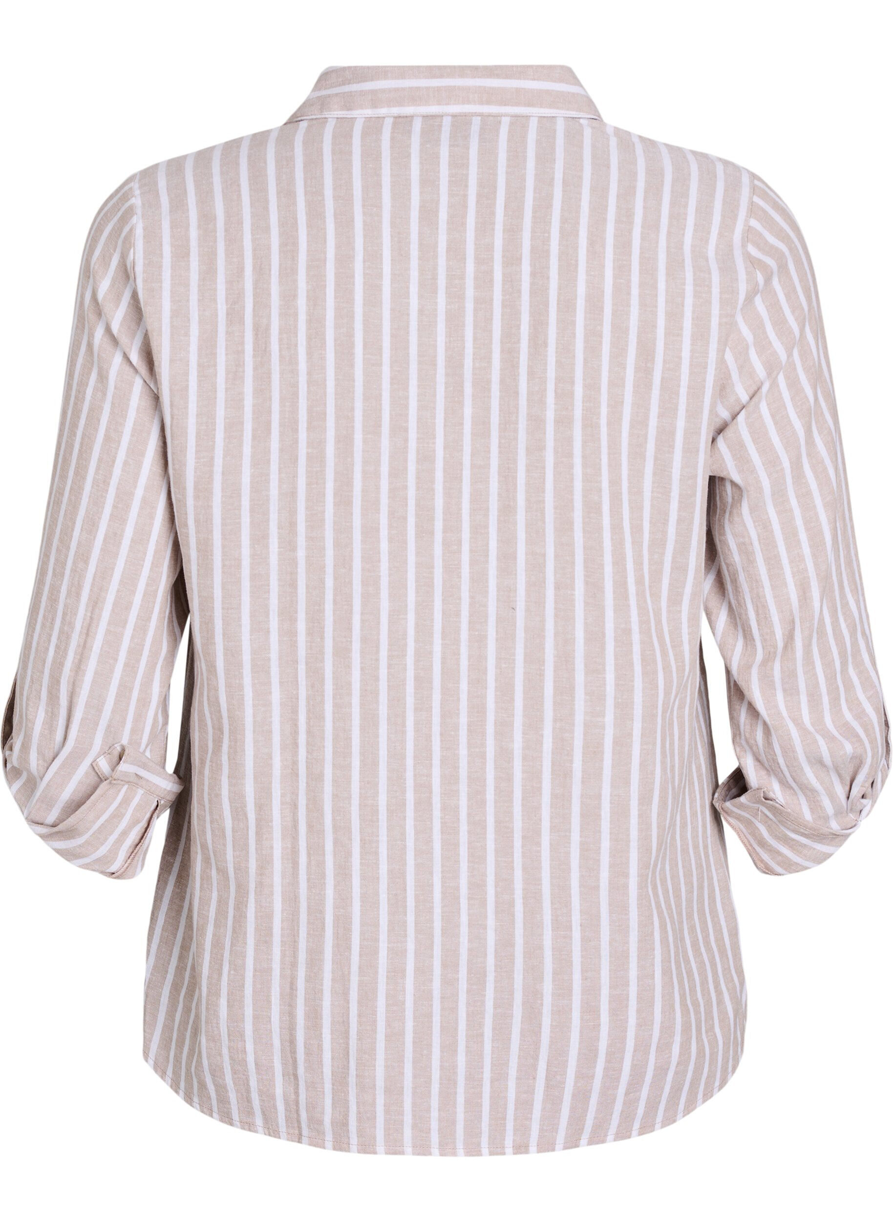 ZizziBluse aus Leinen und Viskose mit 3/4-&Auml;rmeln, Beige, Packshot image number 1