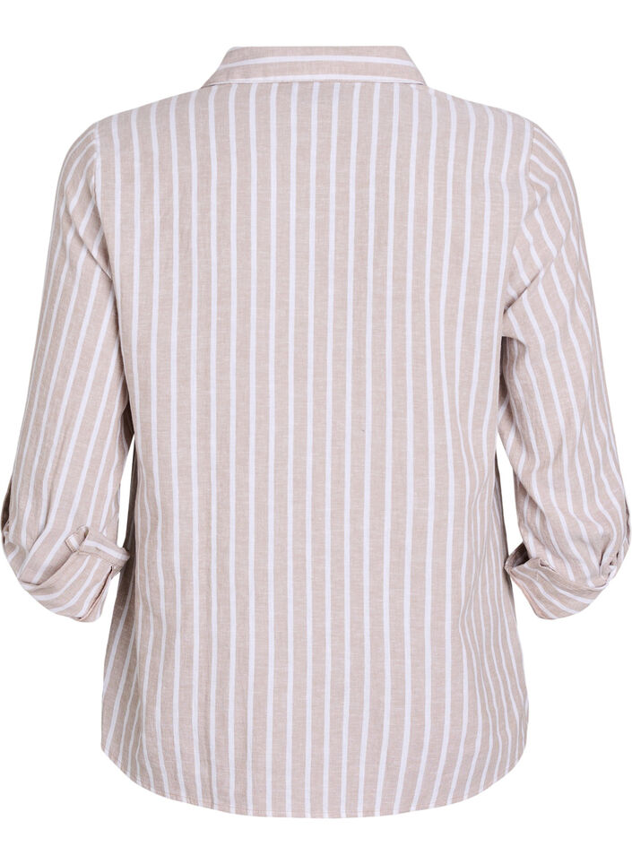 Bluse aus Leinen und Viskose mit 3/4-&Auml;rmeln, Beige, Packshot image number 1