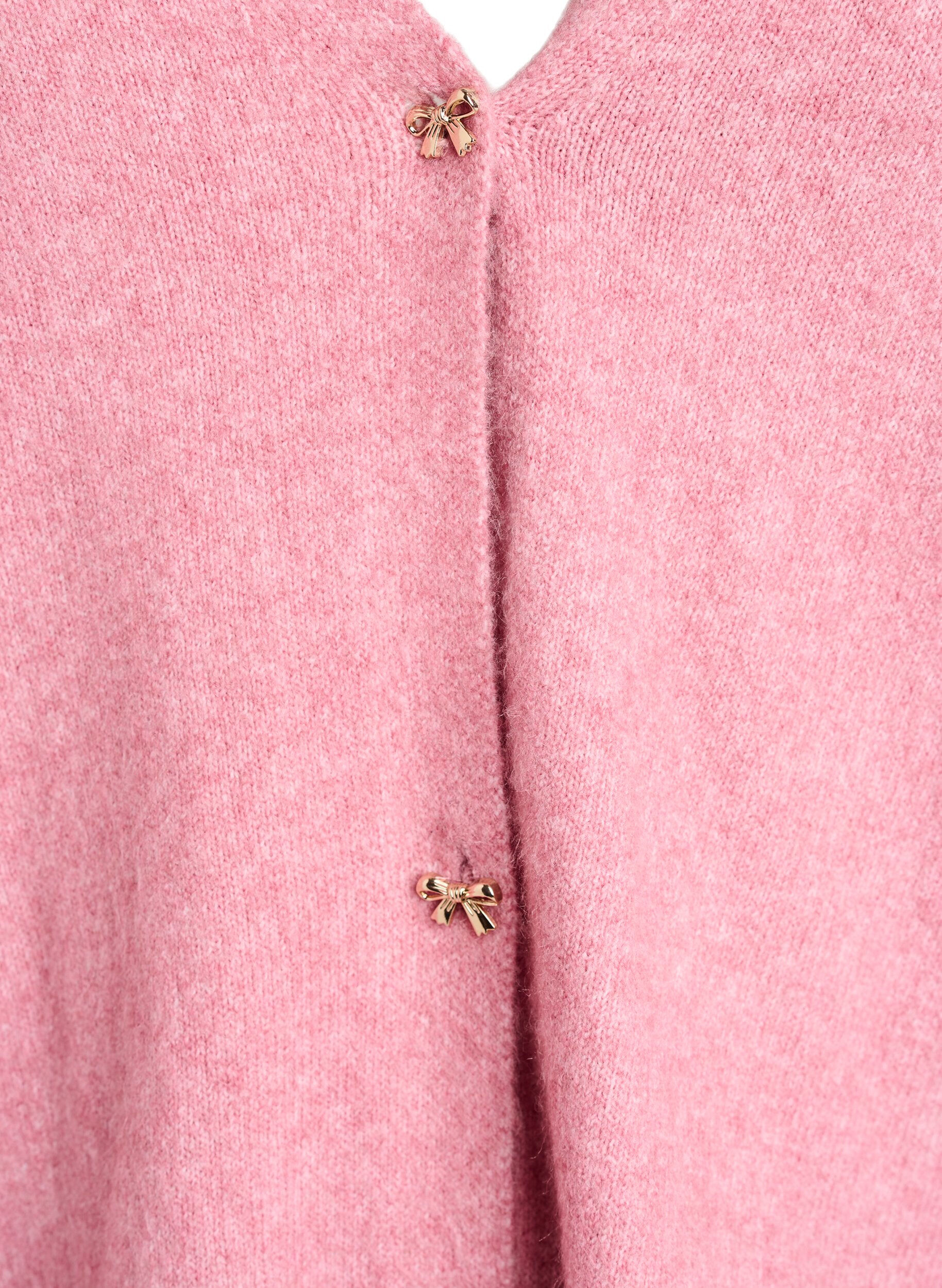 Zizzi Wollstrickjacke mit Schleifenkn&ouml;pfen, Rot, Packshot image number 2