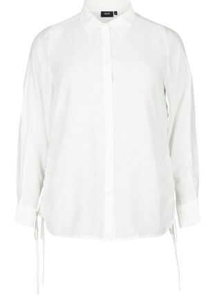 Hemd aus Viskose mit Rüschendetail, Bright White, Packshot image number 0