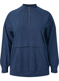 Sweatshirt mit Reißverschluss und Taschen, Insignia Blue Mel. , Packshot