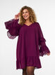 Kurzes Kleid mit transparenten R&uuml;schen&auml;rmeln, Lila, Model image number 3