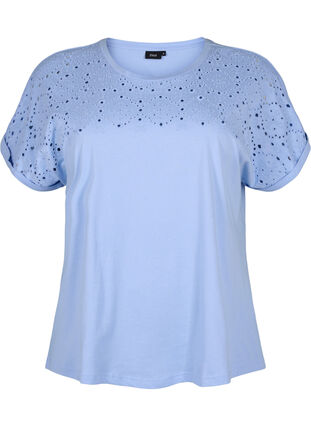 T-Shirt aus Bio-Baumwolle mit Lochstickerei, Serenity, Packshot image number 0