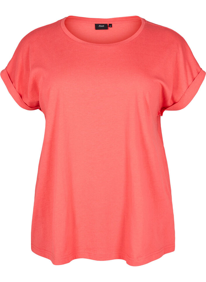 Kurz&auml;rmliges T-Shirt aus einer Baumwollmischung, Rot, Packshot image number 0