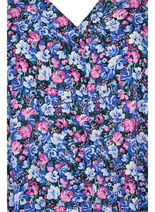 Viskosetop mit Knöpfen, Pink blue Flower , Packshot image number 2