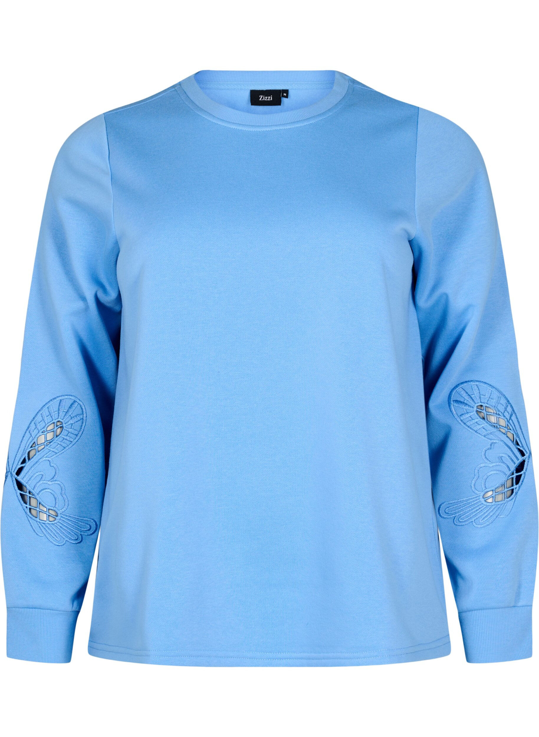Zizzi Sweatshirt mit aufgestickten Cut-Outs, Della Robbia Blue, Packshot image number 0