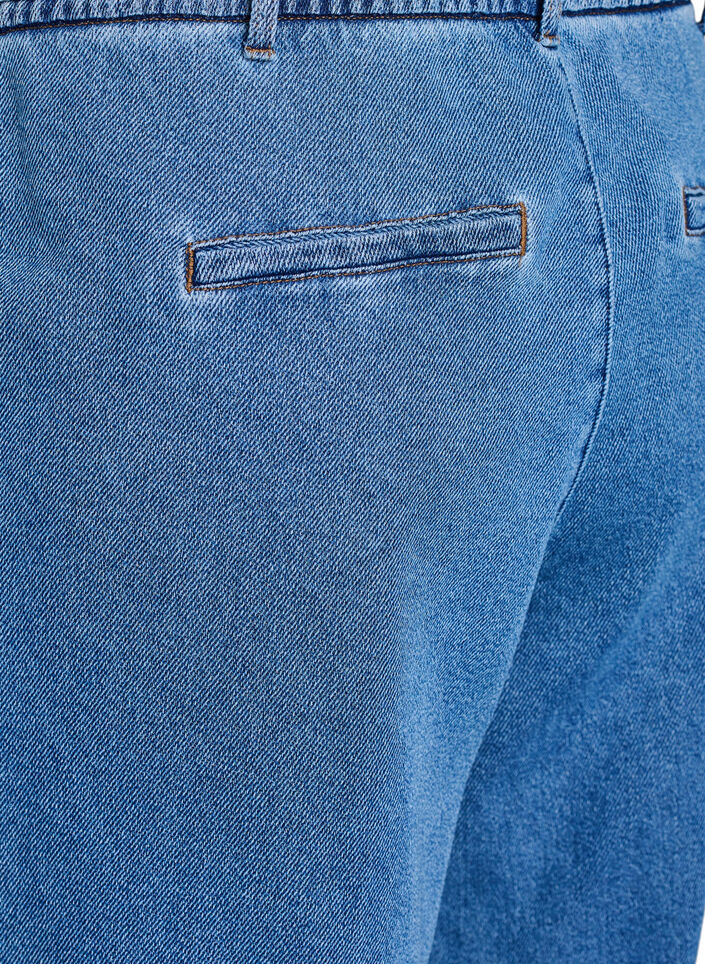 Jeans mit lockerer Passform, elastischem Bund und Tunnelzug, Blau, Packshot